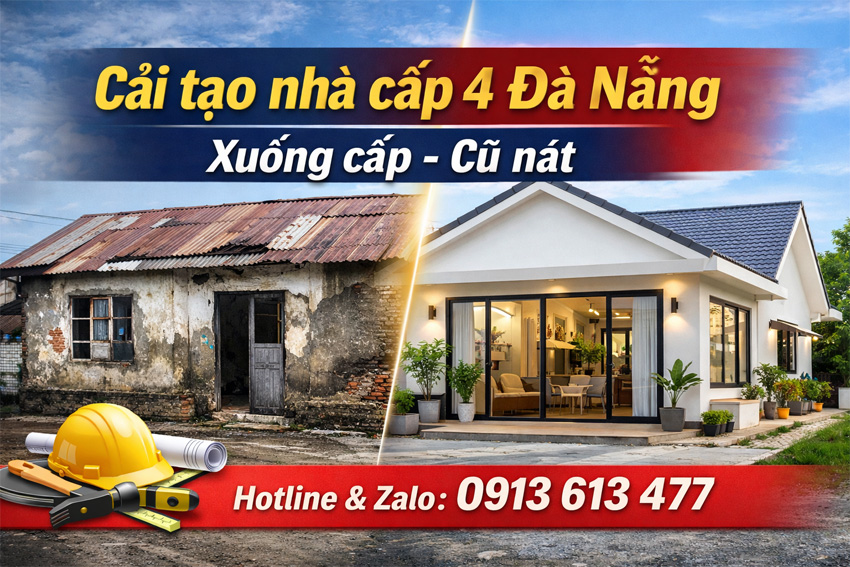 Cải tạo nhà cấp 4 Đà Nẵng xuống cấp – Giải pháp cho nhà cũ nát an toàn, tiết kiệm